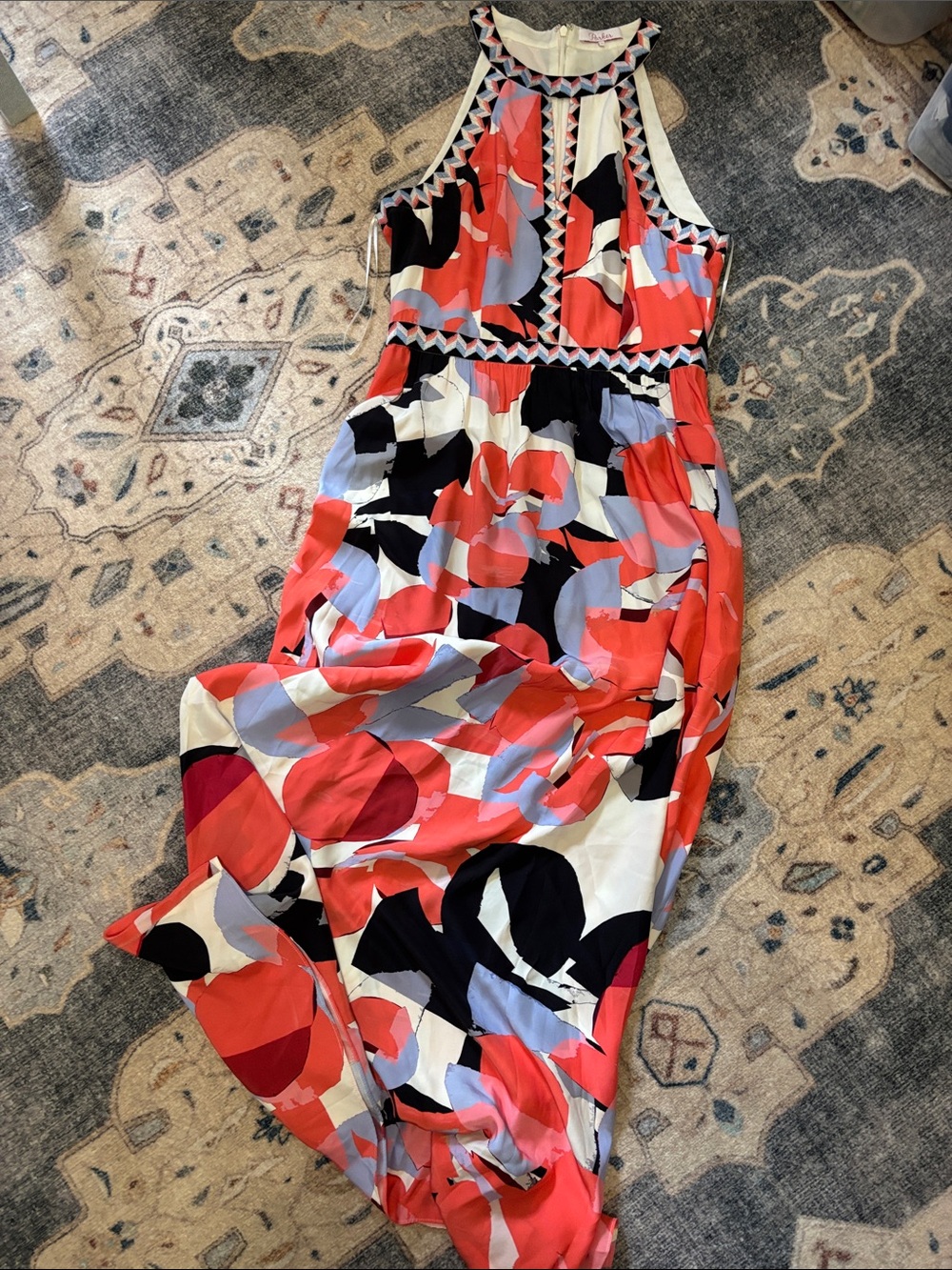 Parker Coral, and floral 100% silk dress! Size 4